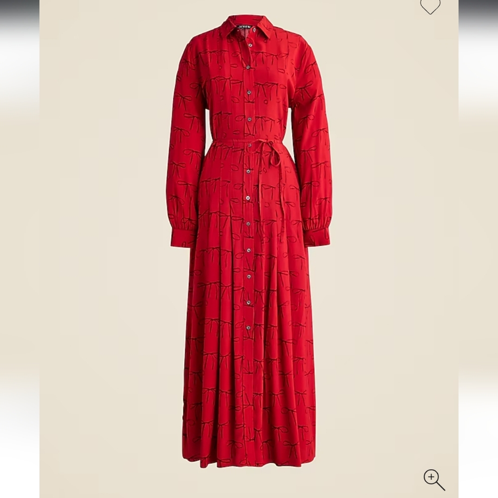 J.Crew Red Bown Print Button-Up Maxi Dress Size 4 Nwt